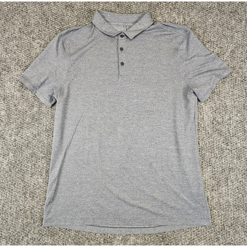 Lululemon Evolution Polo Shirt Mens Large Heathered Grey Short Sleeve Golf Top